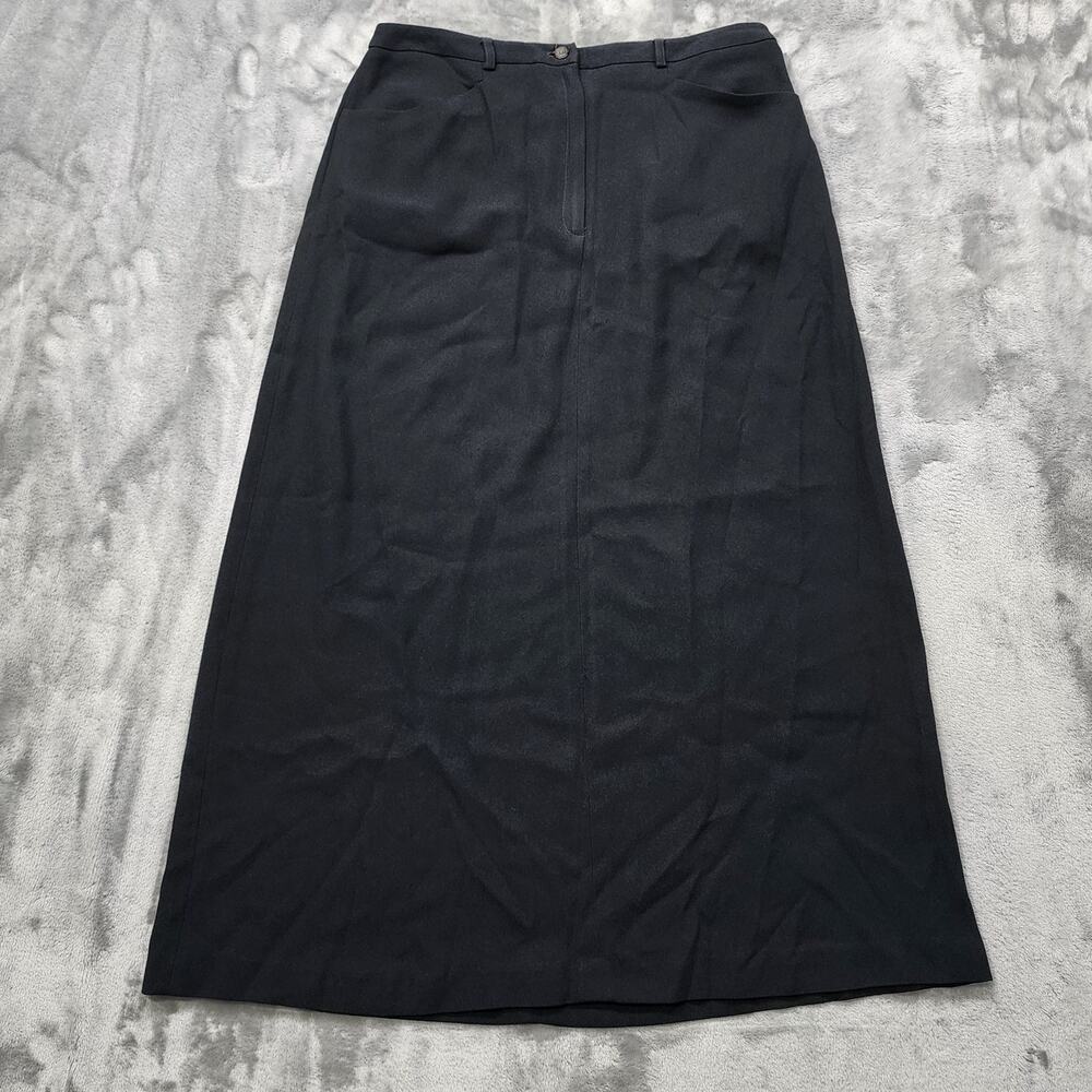 Vintage Jones New York Skirt Womens 14 Black High Rise Maxi A-Line Office Preppy